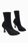 Muggo GLASYA Sivri Burun İnce Topuklu Kadın Streç Bot - 6