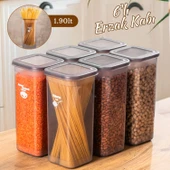 432 GR 6lı Etiketli Kare Un Erzak Bakliyat Saklama Kabı Takımı Seti 1.90 Lt - Gri - 1