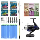 Yek Outdoor Hazır Tekne Oltası Seti Okuma Orata Squid Spin 180cm 100-200gr 2 Parça Tekne Kamışı&Okuma Fin Chaser X FNX-60BL 1BB Olta Makinesi - 1