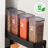 432 GR 6lı Etiketli Kare Un Erzak Bakliyat Saklama Kabı Takımı Seti 1.90 Lt - Gri - 3