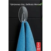3 lü Şeffaf Kendinden Yapışkanlı Duvar Askısı – 5.5 x 3.2 cm | İz Bırakmaz, Güçlü Tutuş - 2