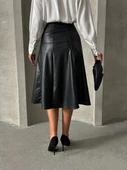 Komple parçalı deri etek siyah h26441 thumbnail 3