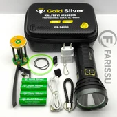 Gold Silver GS-14200 Profesyonel Şarjlı El Feneri 50W 5000 Lümen - Powerbank Özellikli - 5