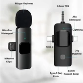 SIFIR ÜRÜN !!! Platoon Pl-2452 2 Adet Type-c, Lightning, Aux Girişli Mini Yaka Mikrofonu APPLE ANDROID UYUMLU - 2