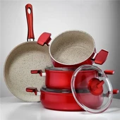 Sms 7 Parça Kırmızı Tencere Seti - 1