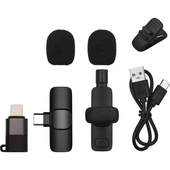 SIFIR ÜRÜN !!! Platoon Pl-2452 2 Adet Type-c, Lightning, Aux Girişli Mini Yaka Mikrofonu APPLE ANDROID UYUMLU - 3