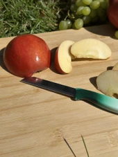 Solingen Ebruli Yeşil Tırtıklı Meyve Bıçağı – 18,5 cm, Paslanmaz Alman Çeliği, Ergonomik Sap (Tekli) thumbnail 2