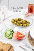 Paşabahçe 10357 4lü Oval Servis Tabak Seti - Şeffaf Cam Sunum Tabakları 21x16 cm thumbnail 1