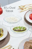 Paşabahçe 10356 6lı Oval Servis Tabak Seti - Şeffaf Cam Sunum Tabakları 17x13 cm thumbnail 4