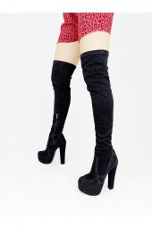 Pages Siyah Sim Yüksek Topuklu Diz Üstü Çizme - 2