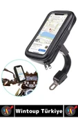Dayanıklı 360 Derece Döner Su Geçirmez Şeffaf Görüş Engellemez Motosiklet Gidonu Telefon Tutucu thumbnail 7