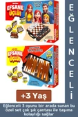 Eğlenceli Çocuk Yetişkin Aile Okul Eğitici Taşıma Çantalı Tavla Satranç Dama 3 in 1 Özel Oyun Seti - 1