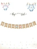 Jüt Kumaş Görünümlü Boy Girl Cinsiyet Kağıt Banner 10 Parça 150 cm - 1