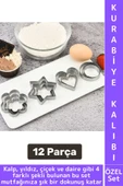 Yanmaz Yapışmaz Şık Yıldız Daire Çiçek Kalp Tasarım Mutfak Omlet Kek Kurabiye Kalıbı Seti 12 Parça thumbnail 1
