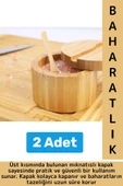 Dayanıklı Mutfak Mıknatıslı Kapak Hijyenik Çok Şık Doğal Ahşap Kaşıklı Baharatlık Kaşık Seti 2 Adet thumbnail 1