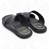 039 Günlük Ortopedik Taban  Hakiki Deri Erkek Terlik Puff Yumuşak İç Taban - 6