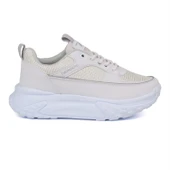 Kadın Kalın Tabanlı Beyaz Parlak Sneaker Spor Ayakkabı – Rahat, Şık ve Günlük Kullanıma Uygun thumbnail 4