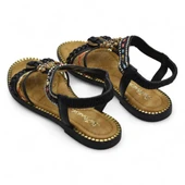 5629 Rahat Ortopedik Taban Taşlı Kadın Sandalet Günlük Sandalet - 4