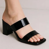 200PZ Düz Model 5cm Kadın Topuklu Terlik Ayakkabı Düğün Nişan Abiye - 6