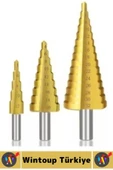 Premium Dayanıklı Çift Yiv Sistemli Çatlamadan Kesim Sac Delme Kademeli Matkap Ucu Panç Seti 3 Parça - 3
