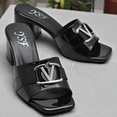 200V Düz Model 5cm Kadın Topuklu Terlik Ayakkabı Düğün Nişan Abiye - 2