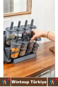 Premium Mutfak Tezgah Üstü Duvara Monte Edilebilir Standlı Çok Şık Kaşıklı Baharatlık 8 Parça 350 ML thumbnail 2