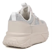 Kadın Kalın Tabanlı Bej Parlak Sneaker Spor Ayakkabı – Rahat, Şık ve Günlük Kullanıma Uygun - 5