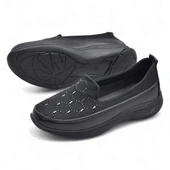 100 Streçli Taşlı Ortopedik Taban Günlük Kadın Ayakkabı Babet Casual Günlük Ayakkabı - 4