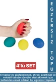 Ergonomik Stres Egzersiz Rehabilitasyon Fizyoterapi Silikon El Bilek Parmak Güçlendirme Topu 4lü SET - 1