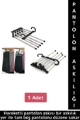 Kompakt Yer Tasarruflu Kemer Pantolon Eşarp Gardırop Dolap İçi 5 in 1 Hareketli Pantolon Askılığı thumbnail 1