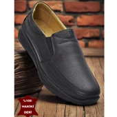 TAB5884 Ortopedik Taban Siyah Hakiki Deri Erkek Ayakkabı Mevsimlik - 1