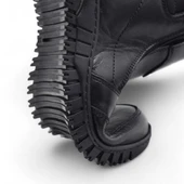 1456 Tam Ortopedik Siyah Hakiki Deri Kadın Bot Çift Fermuarlı Anne Kışlık Deri Bot thumbnail 6