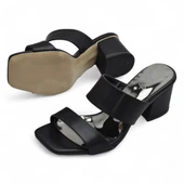 200PZ Düz Model 5cm Kadın Topuklu Terlik Ayakkabı Düğün Nişan Abiye - 3