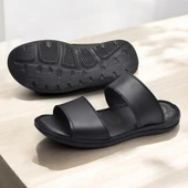 039 Günlük Ortopedik Taban  Hakiki Deri Erkek Terlik Puff Yumuşak İç Taban - 3