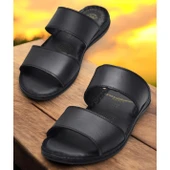 039 Günlük Ortopedik Taban  Hakiki Deri Erkek Terlik Puff Yumuşak İç Taban - 2