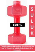 Dayanıklı Plastik Gündelik Spor Fitness Şık Tarz Eğlenceli Dumbell Tasarımlı Dambıl Suluk 500 ML thumbnail 1