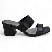 200PZ Düz Model 5cm Kadın Topuklu Terlik Ayakkabı Düğün Nişan Abiye - 2