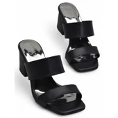 200PZ Düz Model 5cm Kadın Topuklu Terlik Ayakkabı Düğün Nişan Abiye - 1