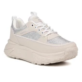 Kadın Kalın Tabanlı Bej Parlak Sneaker Spor Ayakkabı – Rahat, Şık ve Günlük Kullanıma Uygun - 15