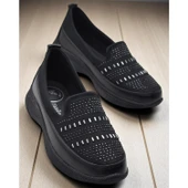 102 Streçli Taşlı Ortopedik Taban Günlük Kadın Ayakkabı Babet Casual Günlük Ayakkabı thumbnail 1