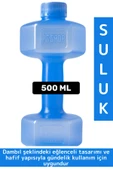 Dayanıklı Plastik Gündelik Spor Fitness Şık Tarz Eğlenceli Dumbell Tasarımlı Dambıl Suluk 500 ML thumbnail 1