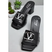 200V Düz Model 5cm Kadın Topuklu Terlik Ayakkabı Düğün Nişan Abiye - 1