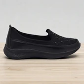 100 Streçli Taşlı Ortopedik Taban Günlük Kadın Ayakkabı Babet Casual Günlük Ayakkabı - 3