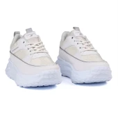 Kadın Kalın Tabanlı Beyaz Parlak Sneaker Spor Ayakkabı – Rahat, Şık ve Günlük Kullanıma Uygun thumbnail 1