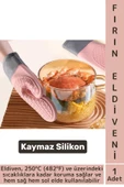 Kaymaz Yanmaz Fırın Ocak Tencere Izgara Mutfak Yüksek Isıya Dayanıklı Silikon Fırın Eldiveni 1 Adet thumbnail 1