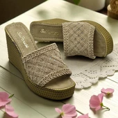 2503 10.5 cm Dolgu Topuklu Kadın Terlik Ayakkabı Düğün Nişan Abiye Kadın Ayakkabısı - 12