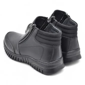 1456 Tam Ortopedik Siyah Hakiki Deri Kadın Bot Çift Fermuarlı Anne Kışlık Deri Bot thumbnail 5