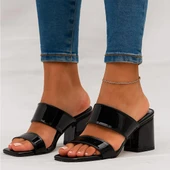 200PZ Düz Model 5cm Kadın Topuklu Terlik Ayakkabı Düğün Nişan Abiye - 7