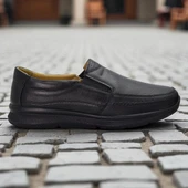 TAB5884 Ortopedik Taban Siyah Hakiki Deri Erkek Ayakkabı Mevsimlik - 3