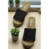 2503 10.5 cm Dolgu Topuklu Kadın Terlik Ayakkabı Düğün Nişan Abiye Kadın Ayakkabısı - 9